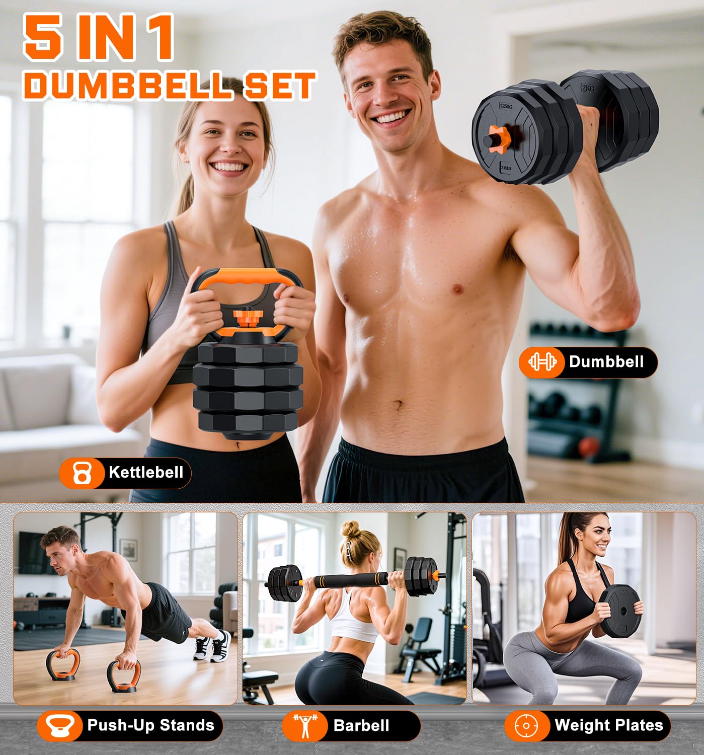 Регулируемая гантель 5-в-1, 33 – обзор и цена Home Gym Used